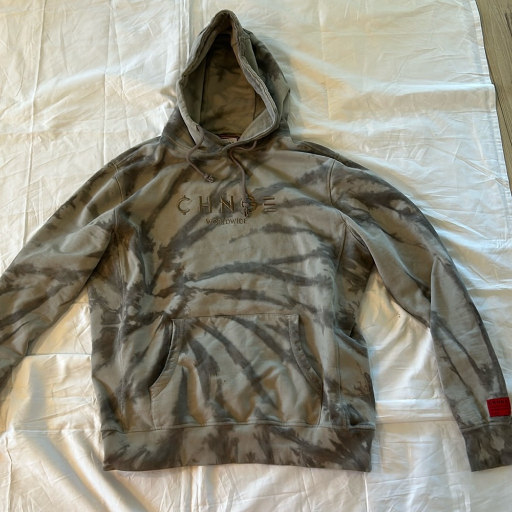 CHNGE Tie-Dye Hoodie in Olive Green and Charcoal